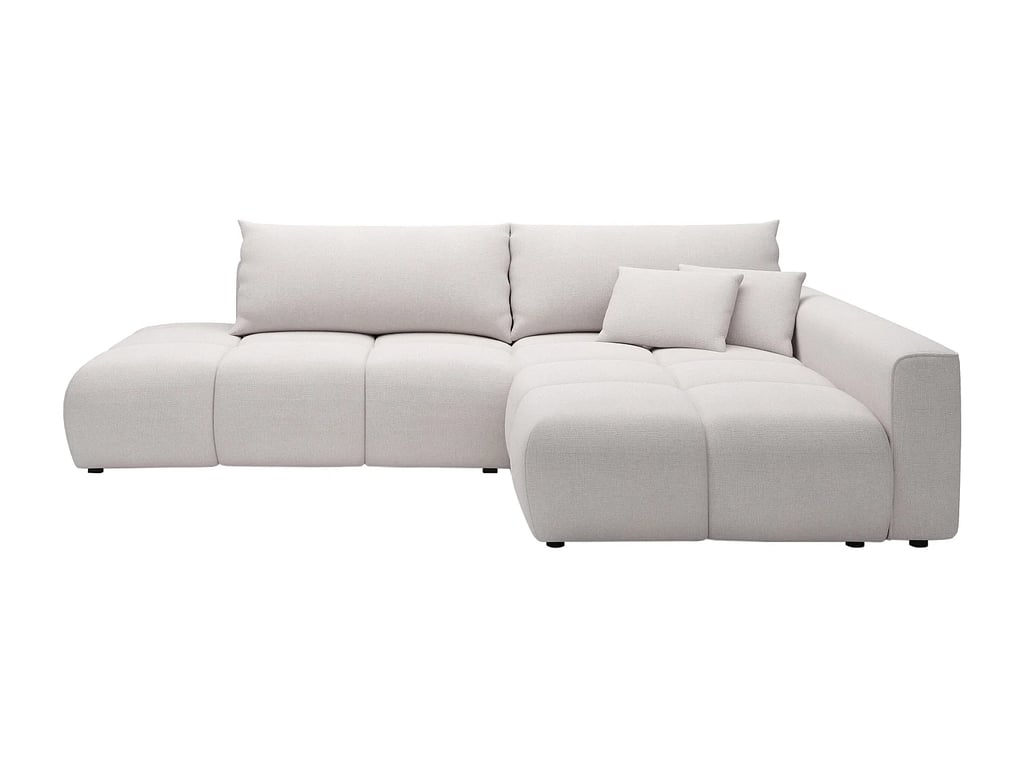Minturno canapé d'angle convertible droit 5 places tissu texturé beige - Vue supplémentaire 1