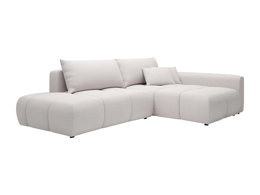 Minturno canapé d'angle convertible droit 5 places tissu texturé beige - Vue supplémentaire 2