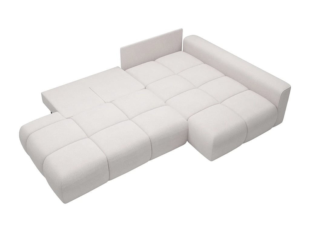 Minturno canapé d'angle convertible droit 5 places tissu texturé beige - Vue supplémentaire 3