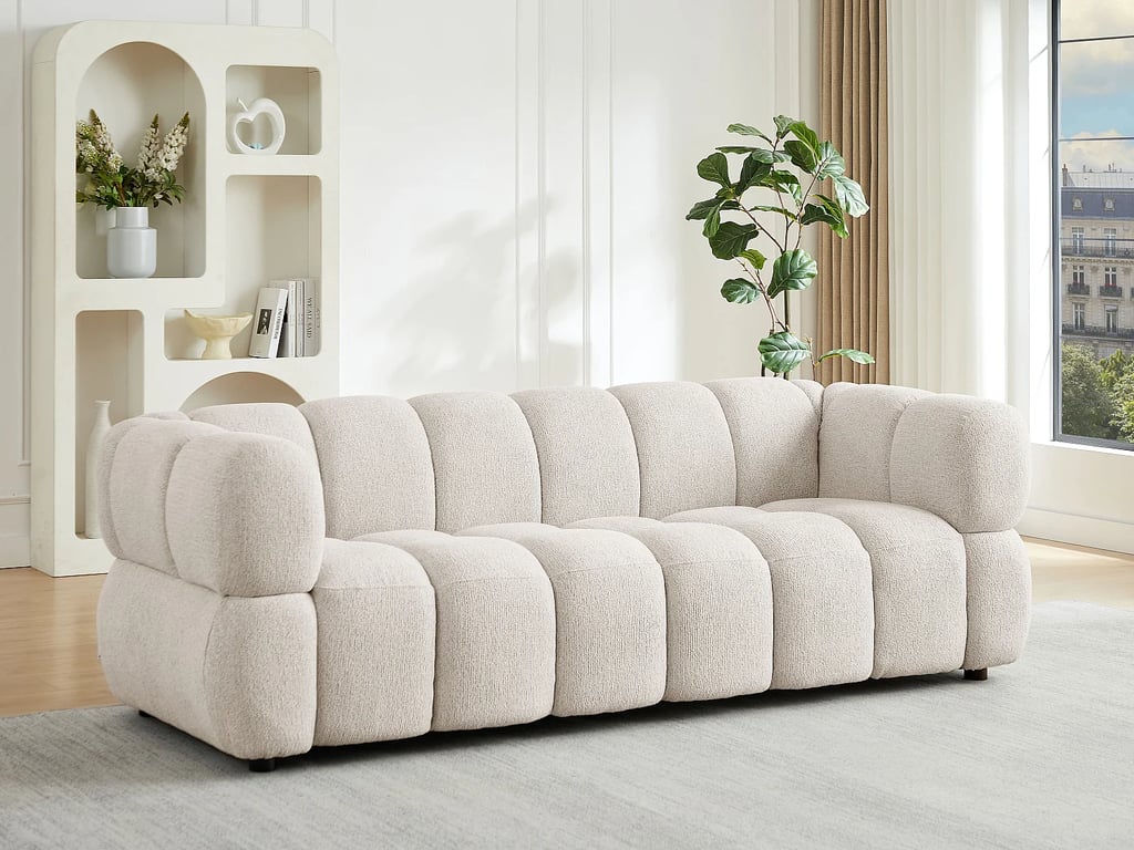 Canapé 3 places en tissu texturé beige PAVIRA