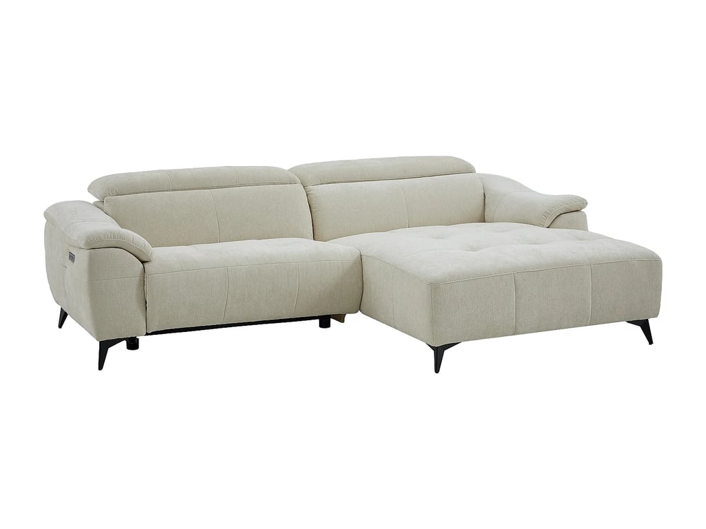 Climota canapé d'angle droit 4 places tissu texturé blanc cassé relax électrique - Vue supplémentaire 3