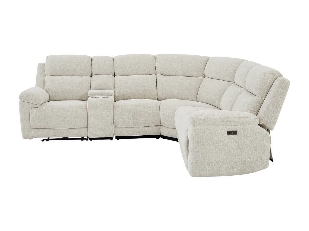 Keluno canapé d'angle 6 places tissu chiné beige relax électrique - Vue supplémentaire 2