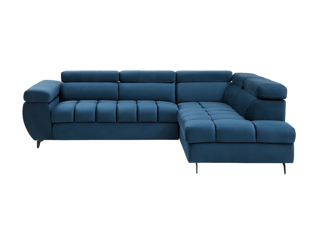 Niacato canapé d'angle convertible droit 5 places velours bleu - Vue supplémentaire 2