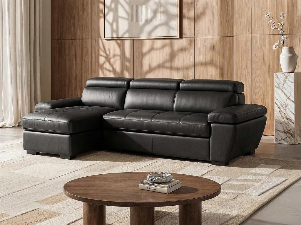 Produit similaire: Jonova canapé d'angle convertible gauche 4 places cuir noir