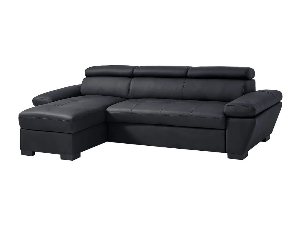 Jonova canapé d'angle convertible gauche 4 places cuir noir - Vue supplémentaire 3