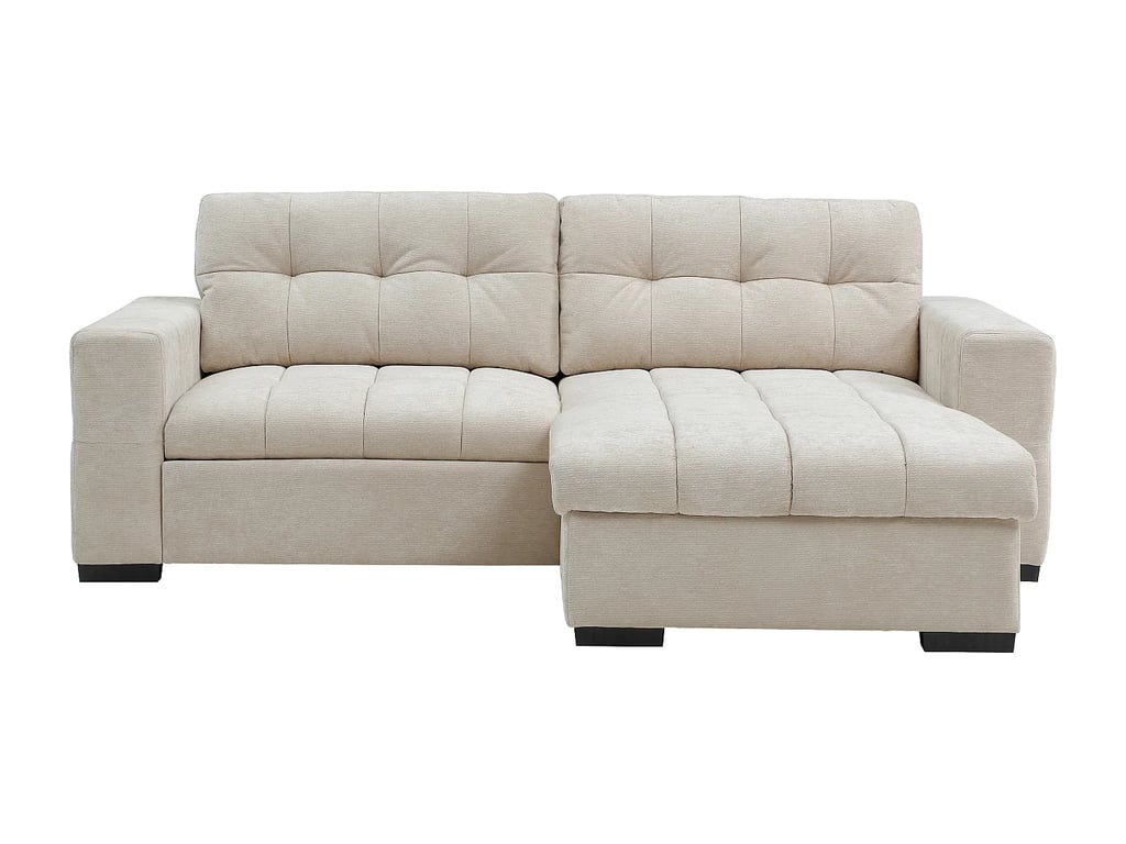 Brisama canapé d'angle convertible réversible 4 places tissu texturé beige - Vue supplémentaire 3
