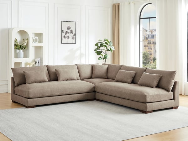Sperone canapé d'angle réversible 6 places tissu taupe