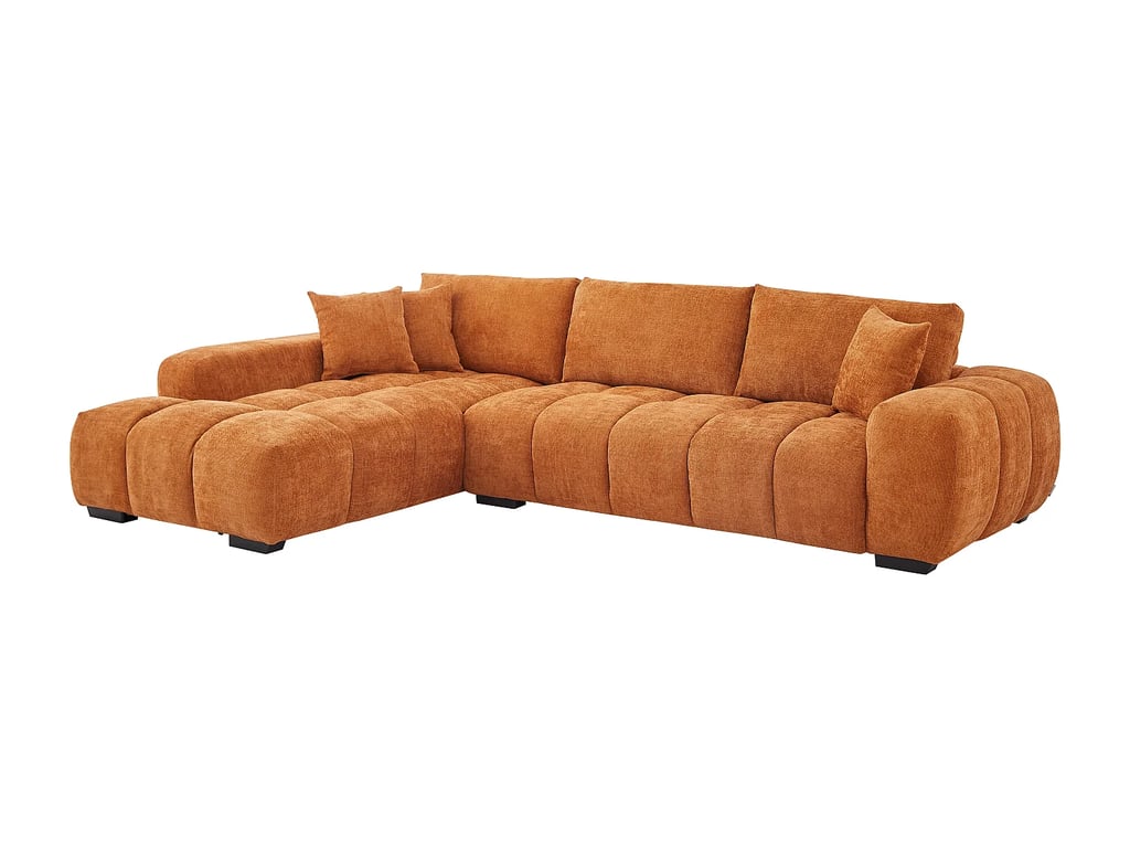 Berenia canapé d'angle gauche 5 places tissu texturé terracotta - Vue supplémentaire 2