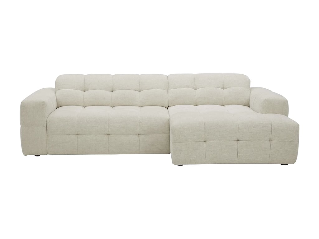 Vikono - Canapé d'angle droit 4 places chenille beige assise coulissante électrique - Vue supplémentaire 1