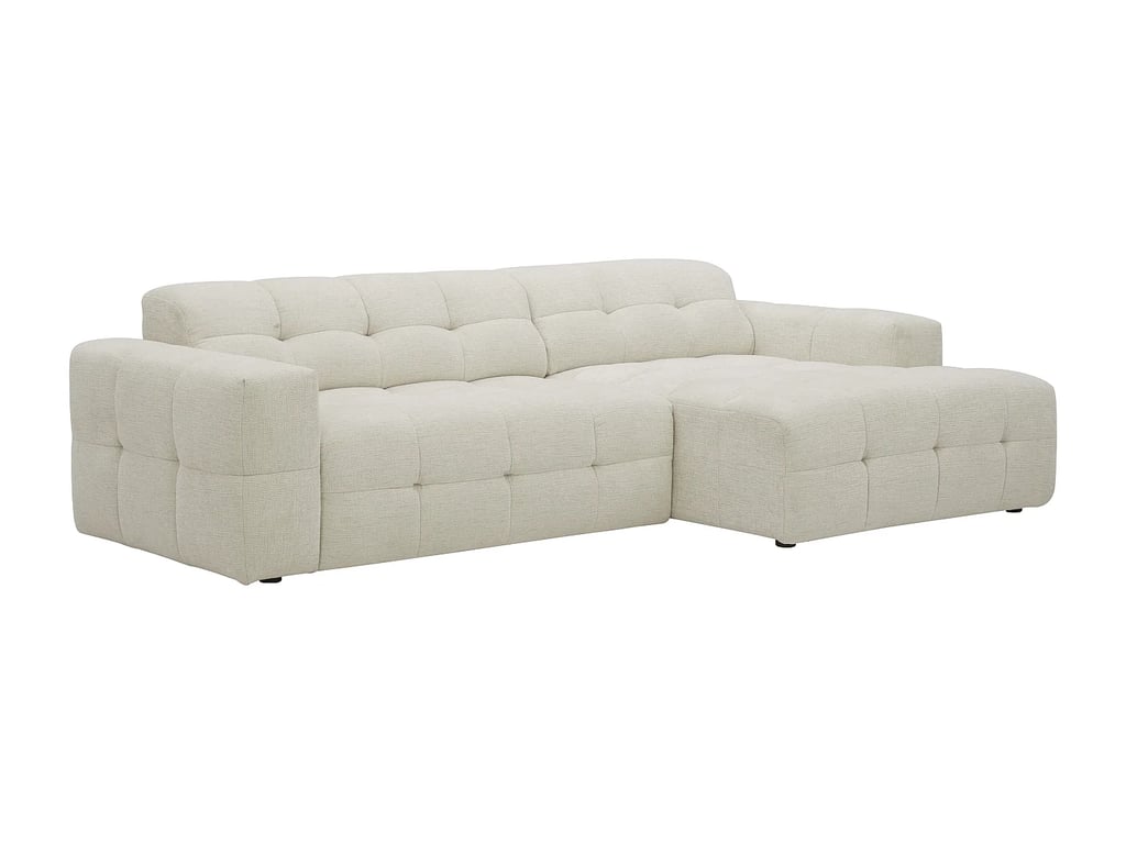 Vikono - Canapé d'angle droit 4 places chenille beige assise coulissante électrique - Vue supplémentaire 2