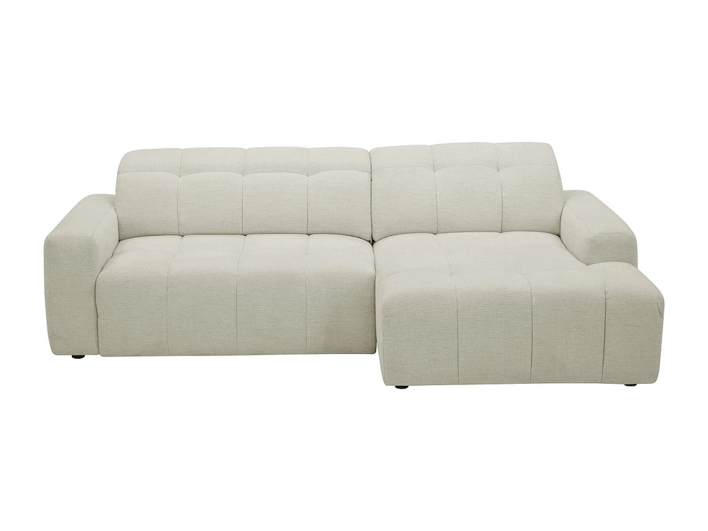Clemiga - Canapé d'angle droit 3 places chenille beige assise coulissante électrique - Vue supplémentaire 1