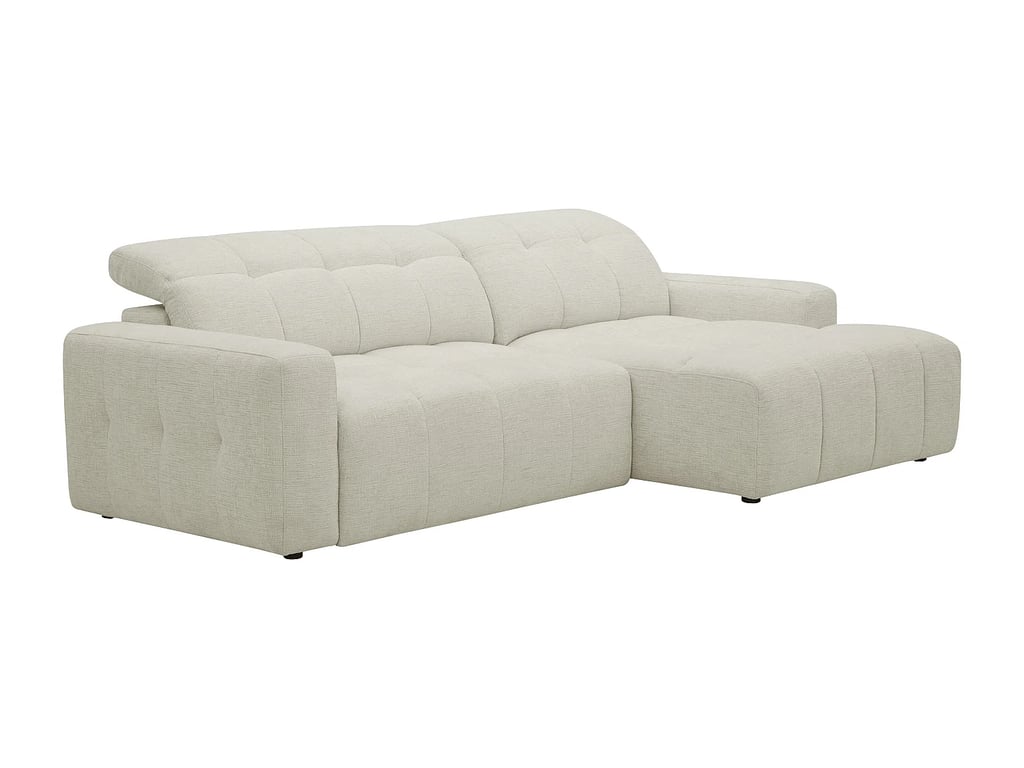 Clemiga - Canapé d'angle droit 3 places chenille beige assise coulissante électrique - Vue supplémentaire 2