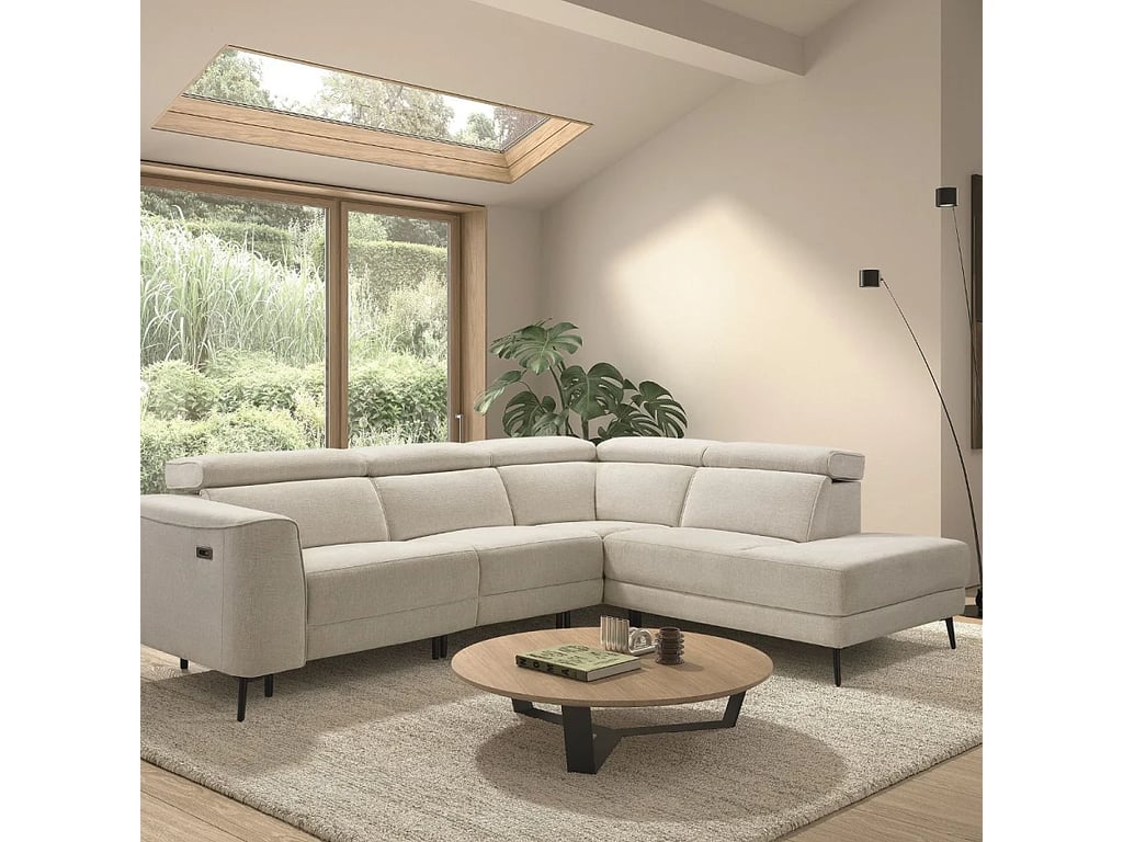 Canapé d'angle relax 2 places en tissu beige BAMAKO