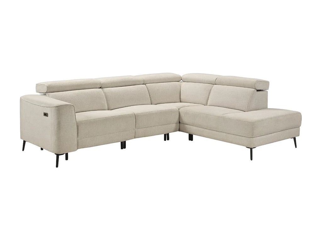 Bamako canapé d'angle droit 5 places tissu beige relax électrique - Vue supplémentaire 1