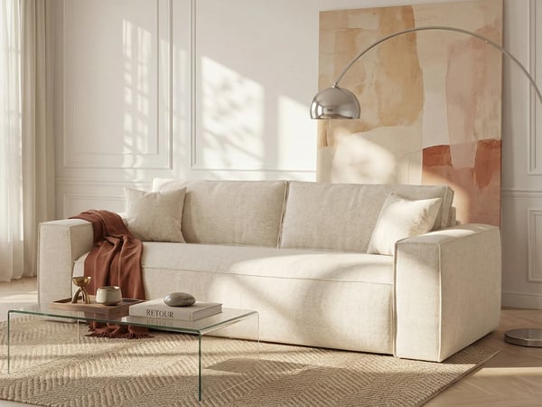 Amelia canapé convertible express 4 places tissu beige