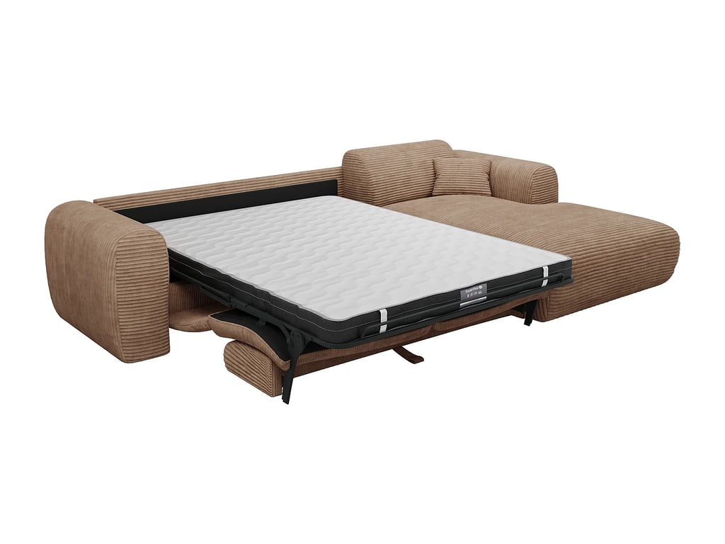 Pogni canapé d'angle convertible droit 5 places velours côtelé marron - Vue supplémentaire 3