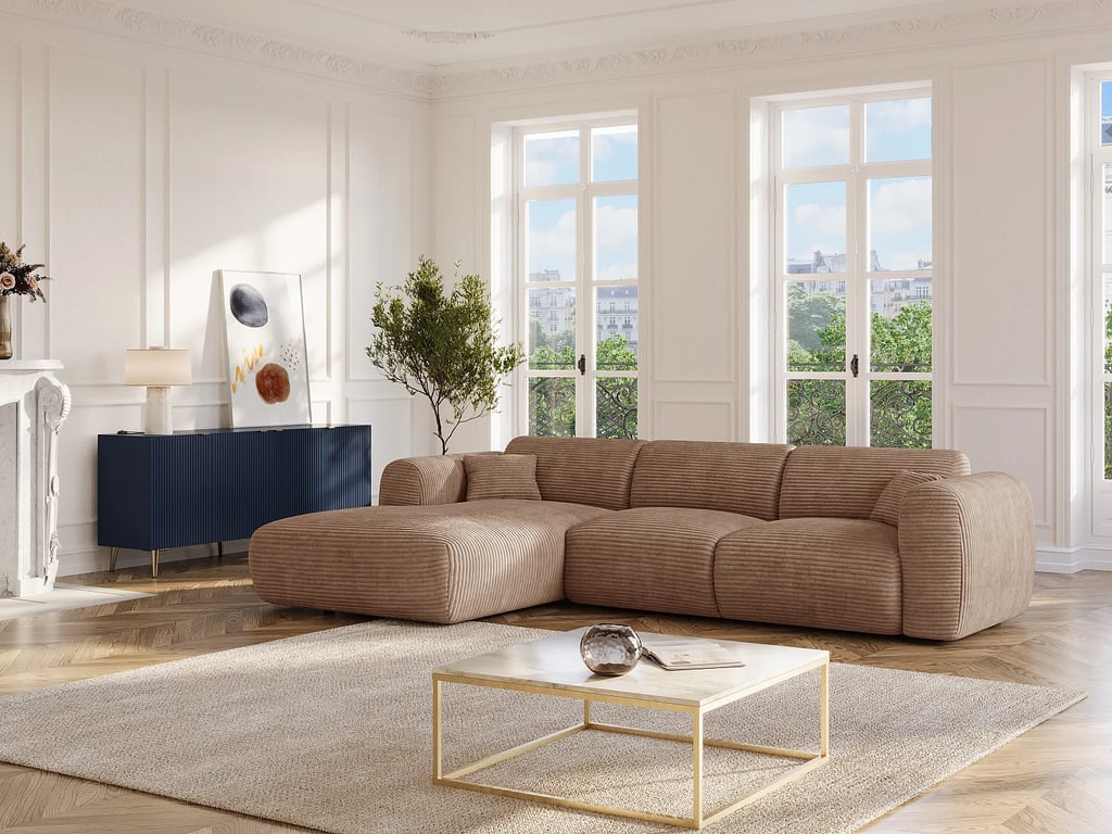 Produit similaire: Pogni canapé d'angle convertible gauche 5 places velours côtelé marron