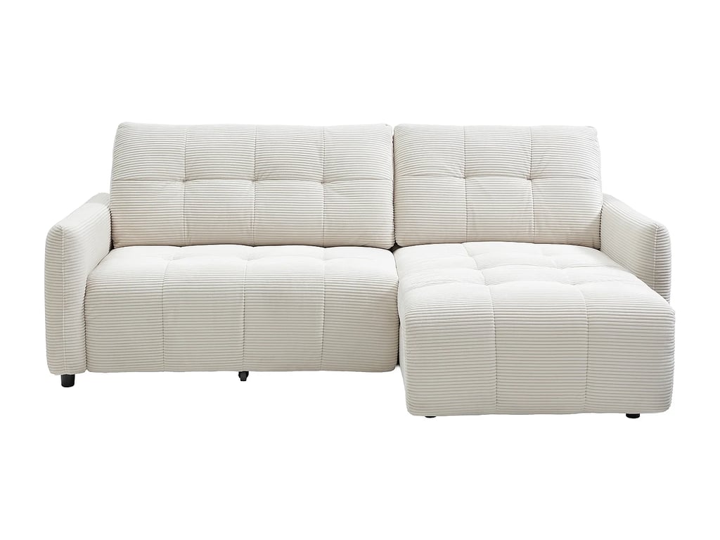 Neluni - Canapé d'angle réversible 3 places velours côtelé beige assise coulissante électrique - Vue supplémentaire 1