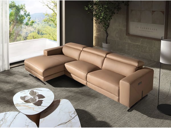 6286 canapé d'angle 5 places cuir marron relax électrique