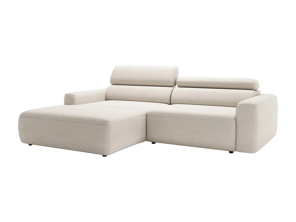 Tonalio - Canapé d'angle convertible gauche 4 places chenille beige assise coulissante électrique - Vue supplémentaire 2