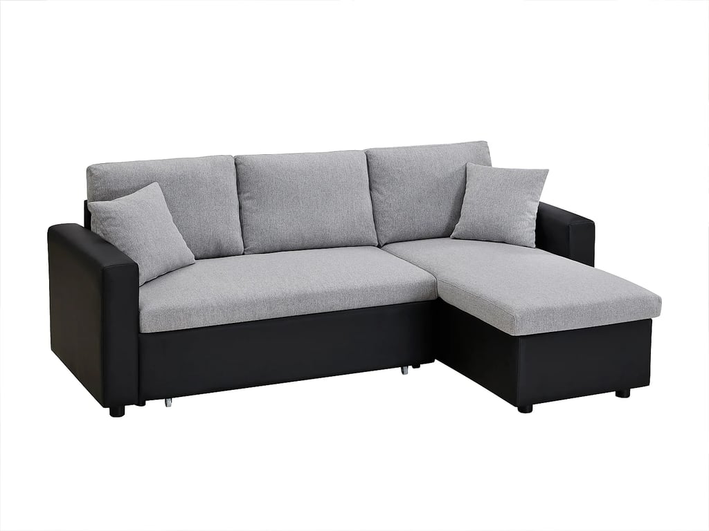 Gazur canapé d'angle convertible réversible 4 places tissu gris et noir - Vue supplémentaire 1