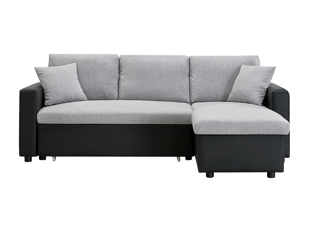 Gazur canapé d'angle convertible réversible 4 places tissu gris et noir - Vue supplémentaire 2