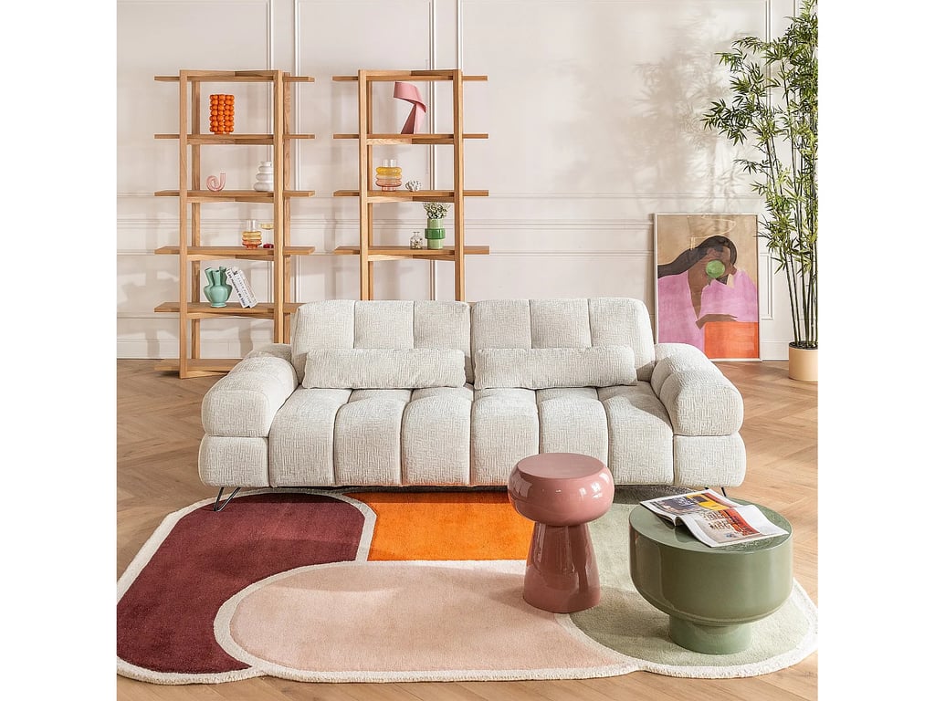 Habitat - Canapé 3 places en tissu texturé avec dossier avance-recule - Beige - Livea
