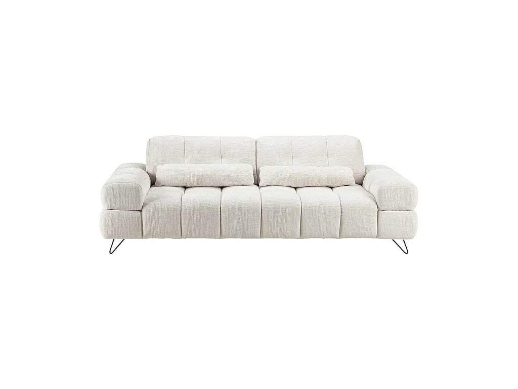 Livea - Canapé 3 places tissu texturé beige dossier avance-recule - Vue supplémentaire 1