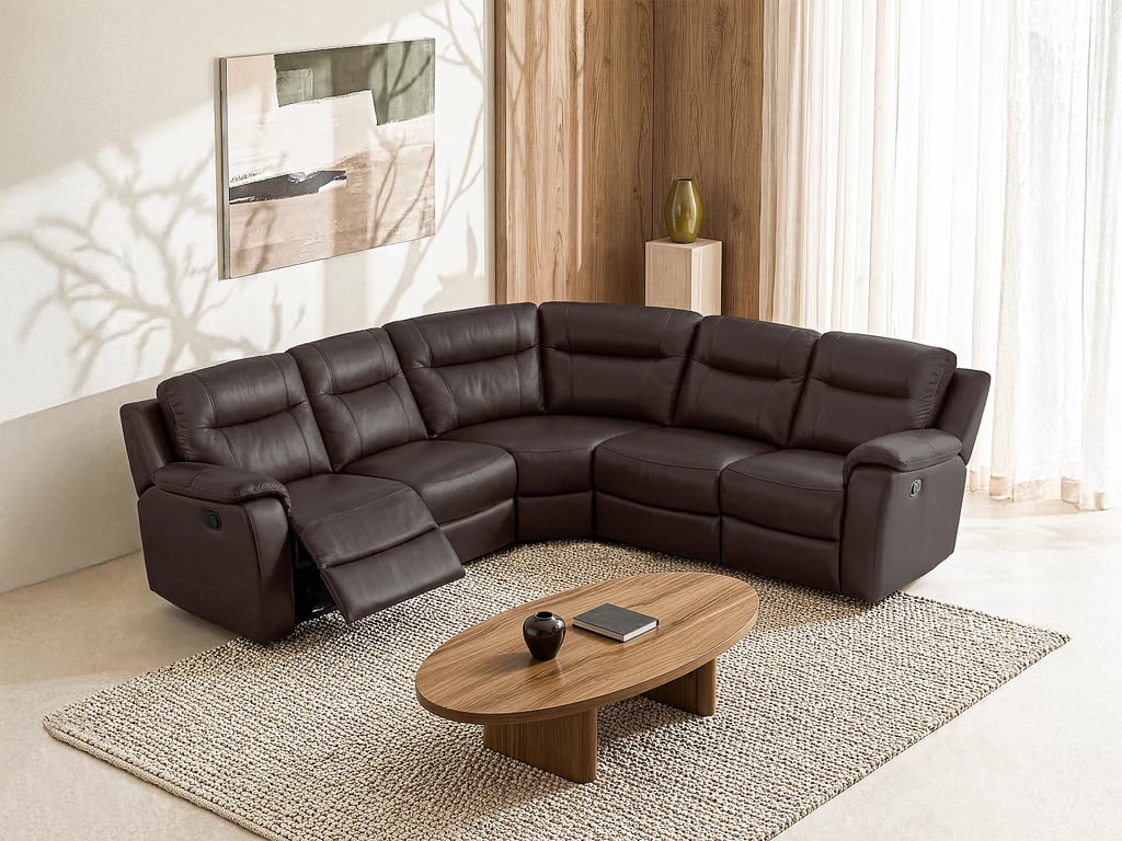 Canapé d'angle relax cuir EVASION - Marron