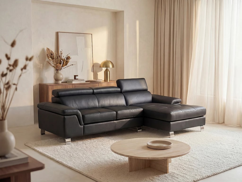 Produit similaire: Mishima canapé d'angle droit 4 places cuir noir