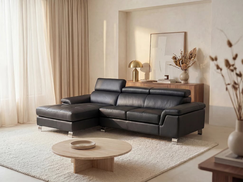 Produit similaire: Mishima canapé d'angle gauche 4 places cuir noir