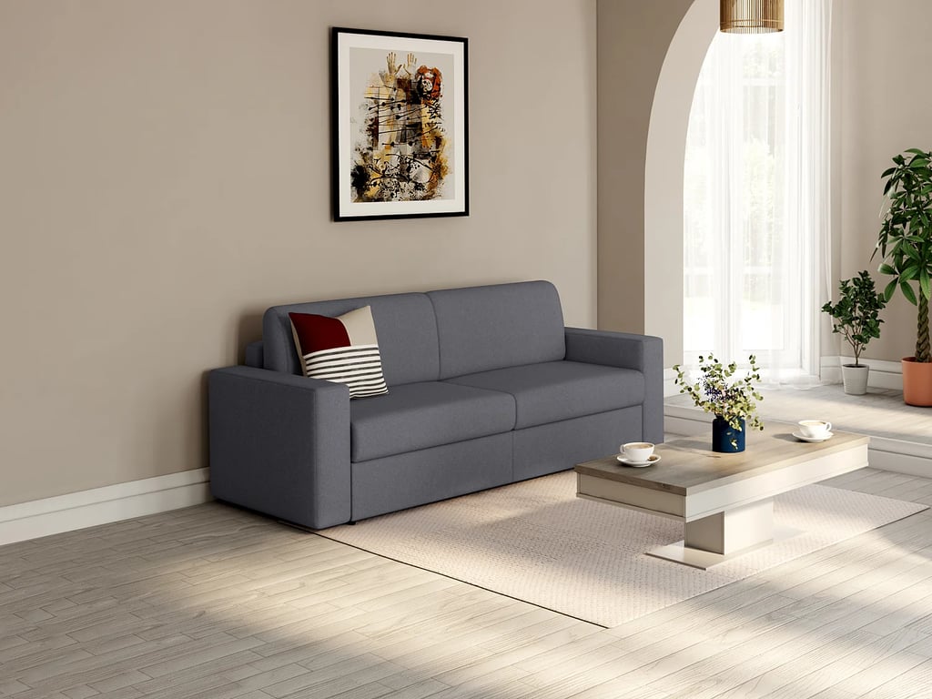 Canapé 3 places convertible express en tissu gris anthracite COGLIO