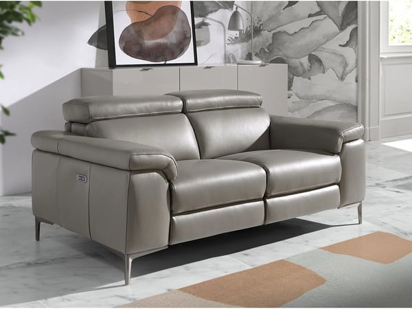 6121 canapé 2 places cuir beige relax électrique