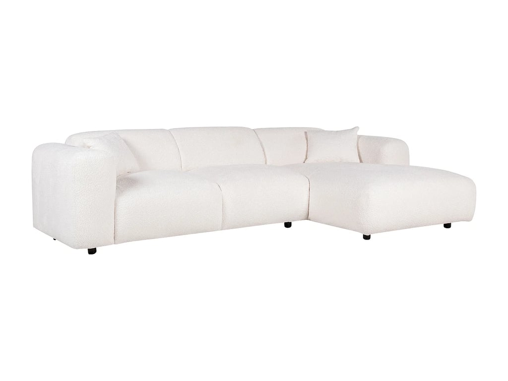 Pogni canapé d'angle droit 5 places tissu bouclette blanc - Vue supplémentaire 3