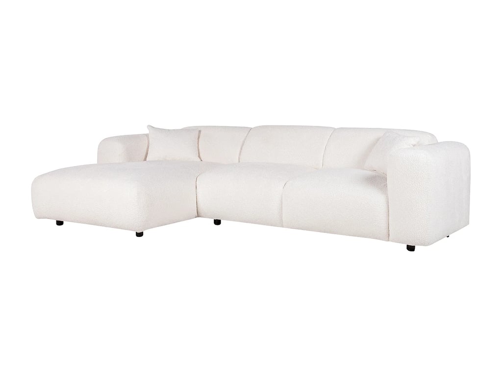 Pogni canapé d'angle gauche 5 places tissu bouclette blanc - Vue supplémentaire 3