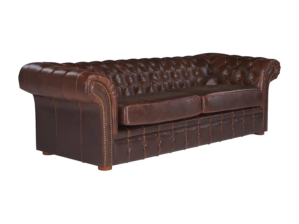 Clotaire canapé chesterfield 3 places cuir vieilli marron - Vue supplémentaire 2