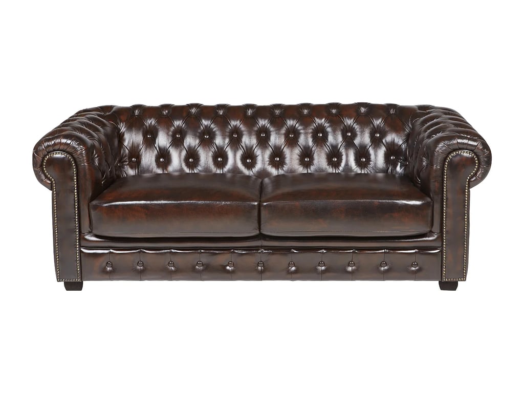 Brenton canapé chesterfield 3 places cuir de buffle marron - Vue supplémentaire 2