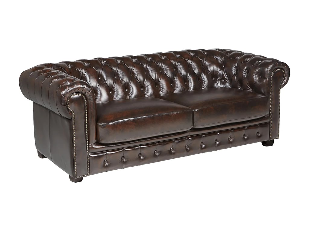 Brenton canapé chesterfield 3 places cuir de buffle marron - Vue supplémentaire 3