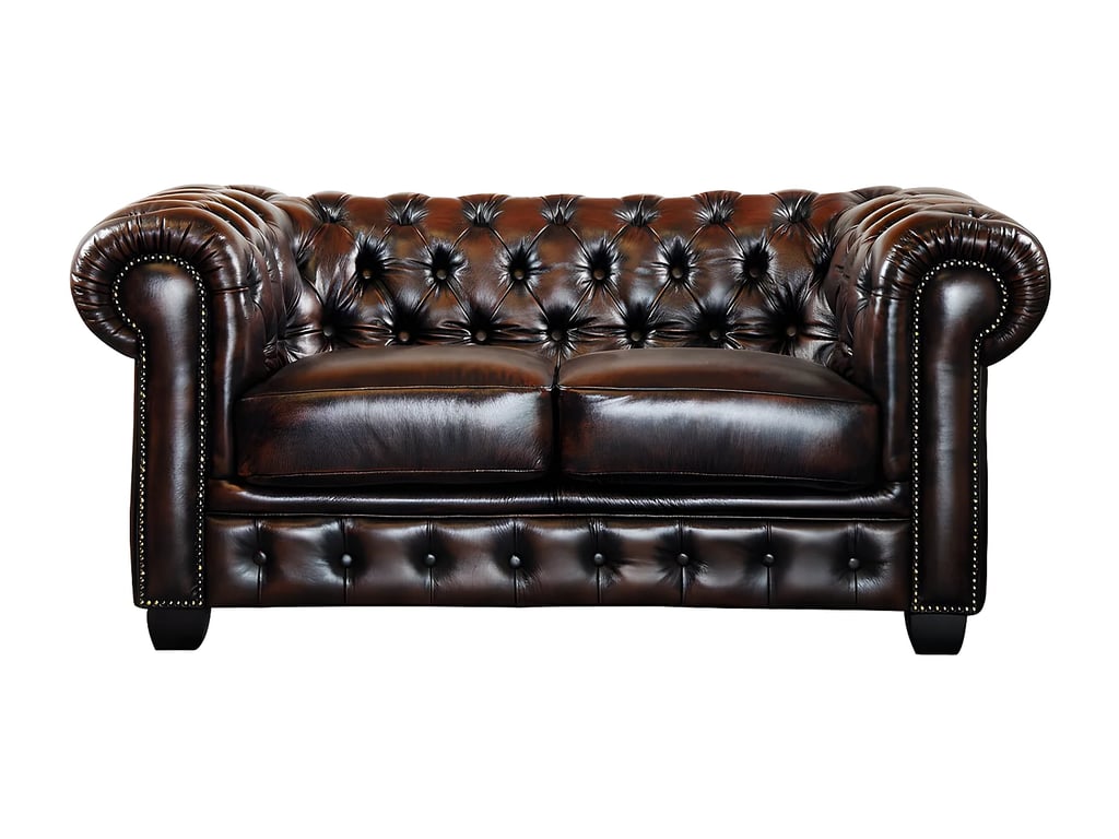 Brenton canapé chesterfield 2 places cuir de buffle marron - Vue supplémentaire 2