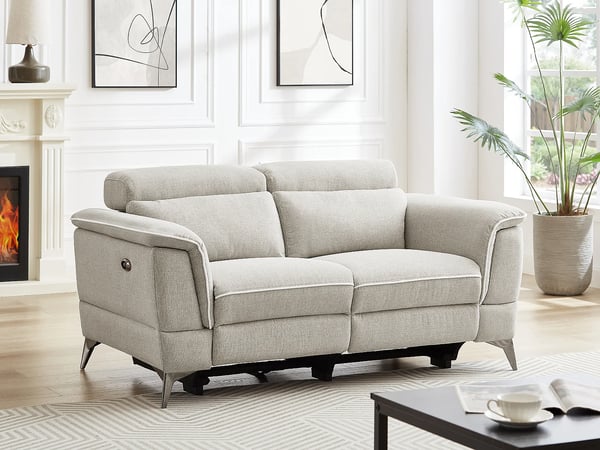 Macari canapé 2 places tissu beige relax électrique