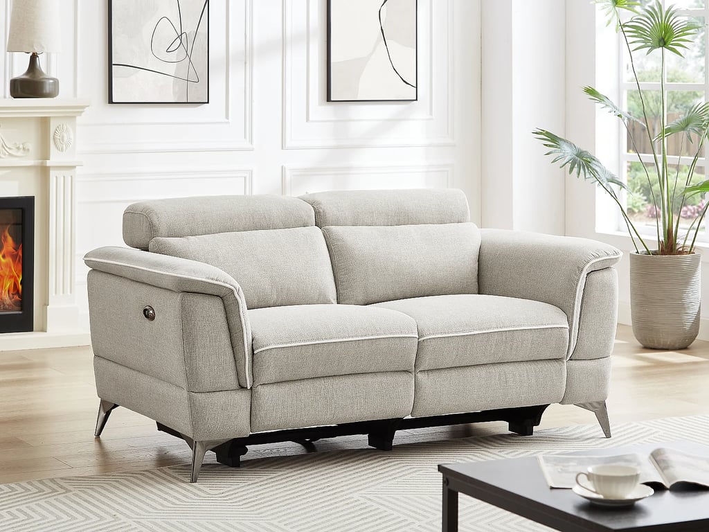 Canapé 2 places relax électrique en tissu beige MACARI