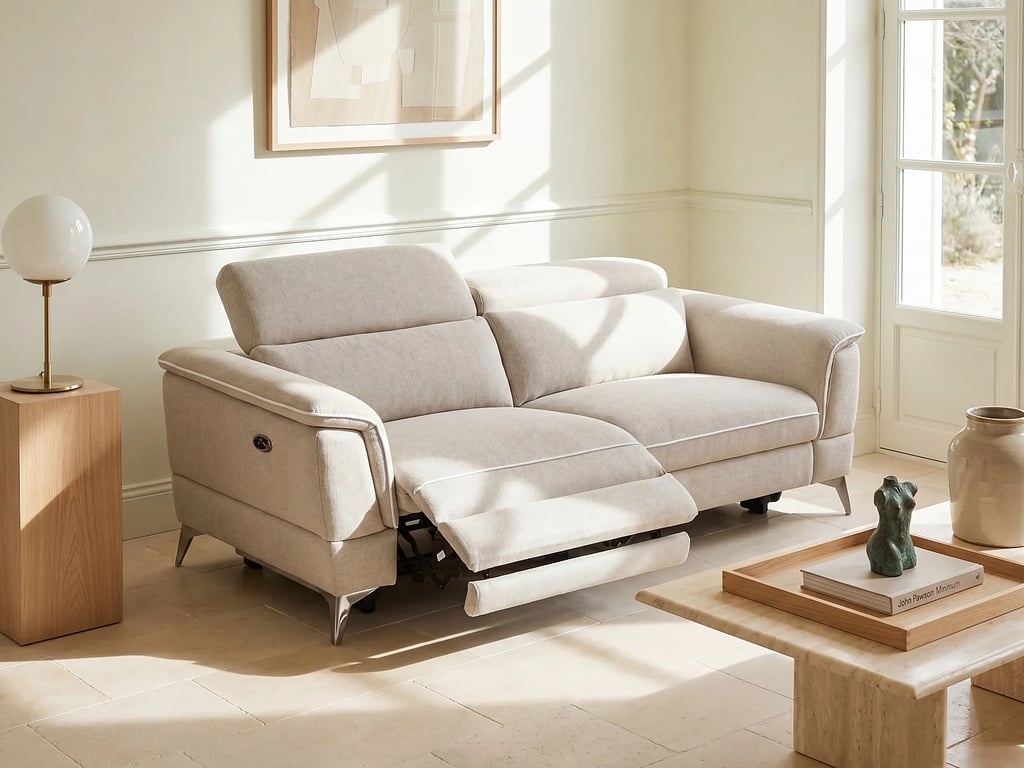 Produit similaire: Macari canapé 3 places tissu beige relax électrique