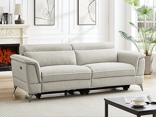 Macari canapé 3 places tissu beige relax électrique - Vue supplémentaire 2
