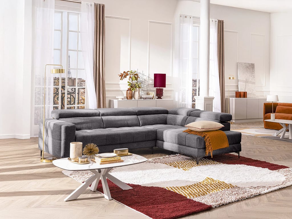 Moniso canapé d'angle droit 5 places tissu gris relax électrique - Vue supplémentaire 3
