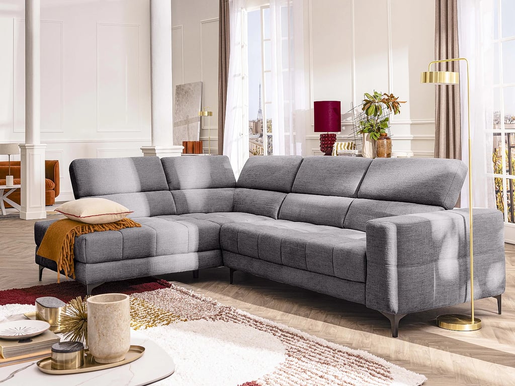 Moniso canapé d'angle gauche 5 places tissu gris relax électrique - Vue supplémentaire 3
