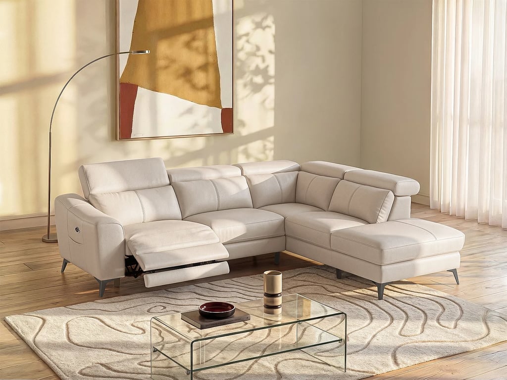 Produit similaire: Forlo canapé d'angle droit 5 places cuir beige relax électrique