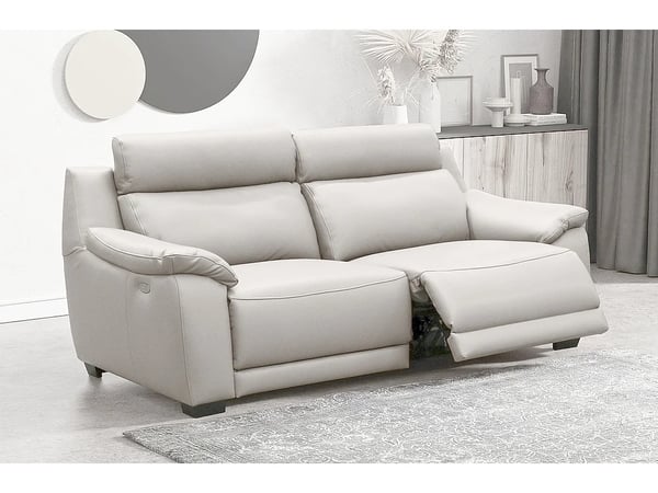 Bern canapé 3 places cuir beige relax électrique