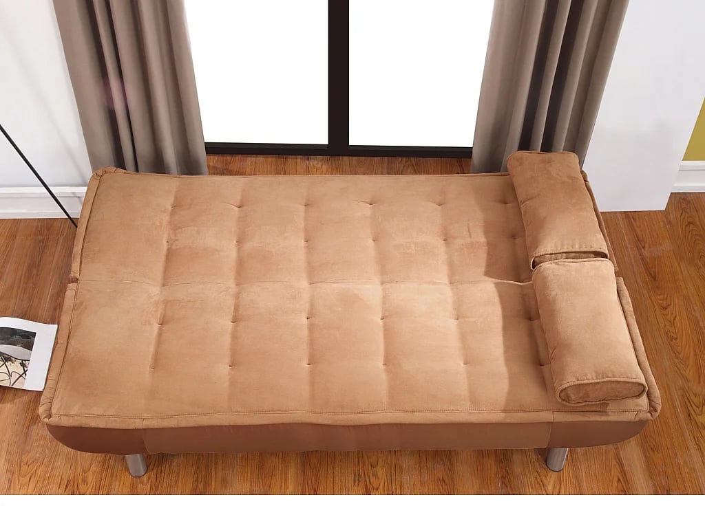 Mishan canapé convertible 3 places clic clac tissu marron - Vue supplémentaire 2