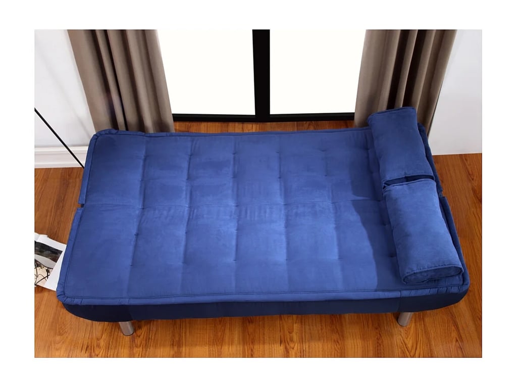 Mishan canapé convertible 3 places clic clac tissu bleu - Vue supplémentaire 2