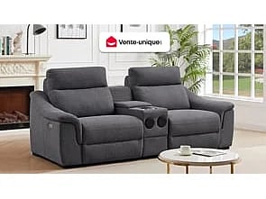 Vereto canapé 2 places tissu gris relax électrique - Vue supplémentaire 1